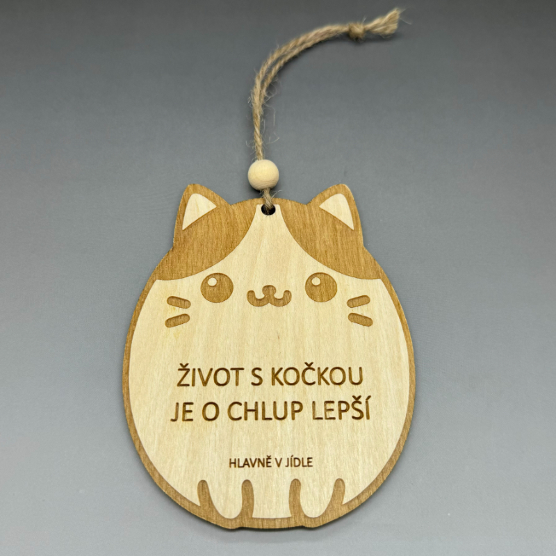 Život s kočkou je o chlup lepší - dekorace na pověšení - Obrázek 2