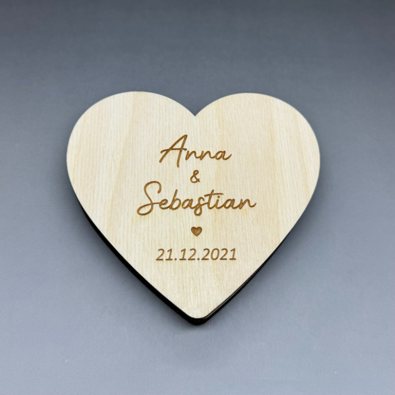 Svatební gravírovaná krabička na prstýnky - jednoduchý design II - NA ZAKÁZKU - Obrázek 2