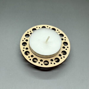 Dřevěný mini svícen Kolečka