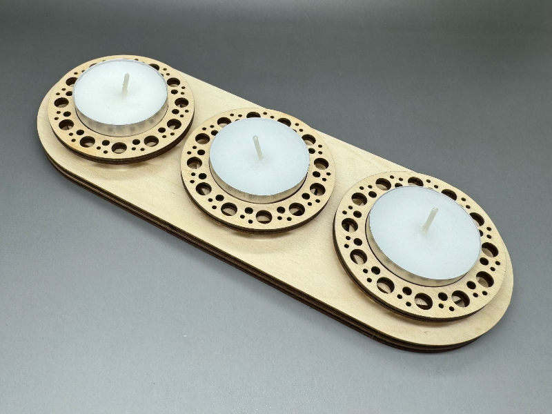 Dřevěný mini svícen Kolečka - Obrázek 4