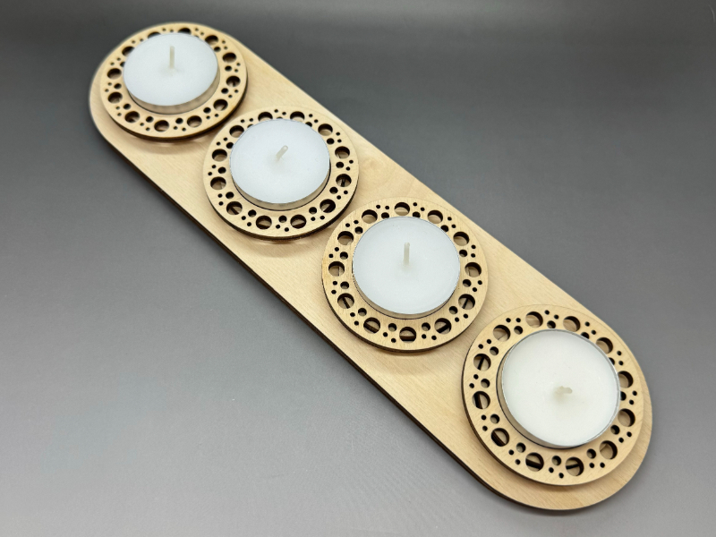 Dřevěný mini svícen Kolečka - Obrázek 5