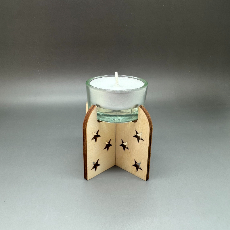 Dřevěný vánoční svícen s hvězdičkami - Obrázek 2