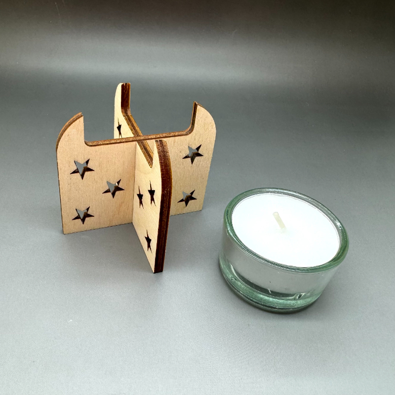 Dřevěný vánoční svícen s hvězdičkami - Obrázek 3