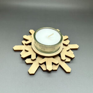 Dřevěný vánoční svícen Sněhové vločky - 2 vrstvy