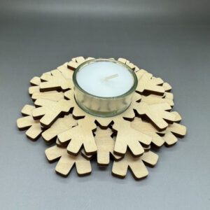 Dřevěný vánoční svícen Sněhové vločky velké - 3 vrstvy