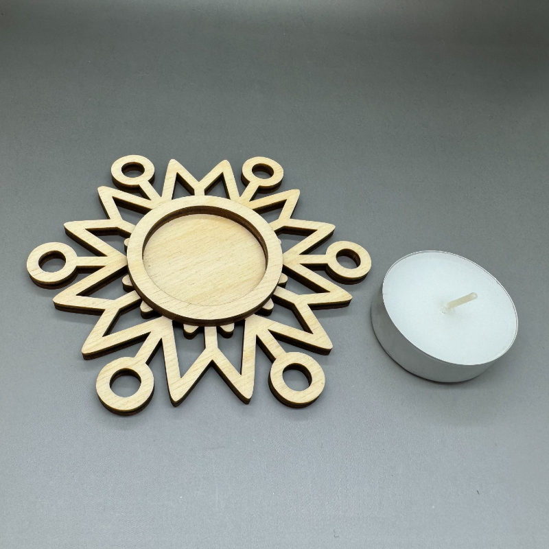 Dřevěný vánoční svícen Sněhová vločka č. 2 - Obrázek 2