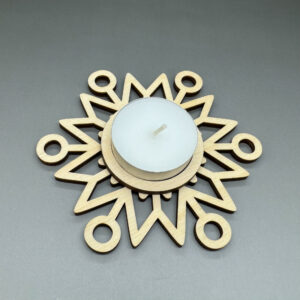 Dřevěný vánoční svícen Sněhová vločka č. 2