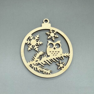 Dřevěná ozdoba na stromeček - Sova vyřezávaná