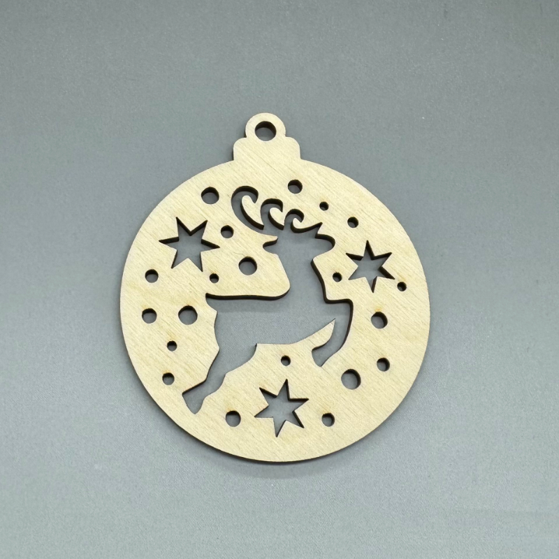 Dřevěná ozdoba na stromeček - Jelen hvězdičky