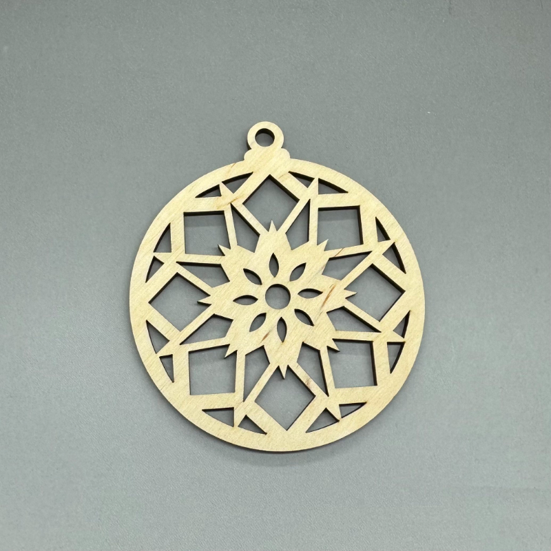 Dřevěná ozdoba na stromeček - Vločka č. 1