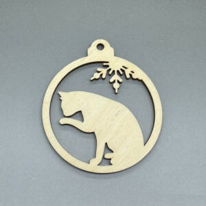 Dřevěná ozdoba na stromeček - Kočička č. 1