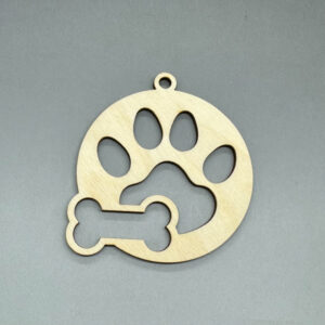 Dřevěná ozdoba na stromeček - Tlapka a kost