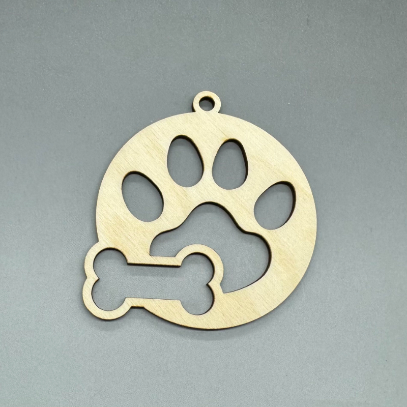 Dřevěná ozdoba na stromeček - Tlapka a kost