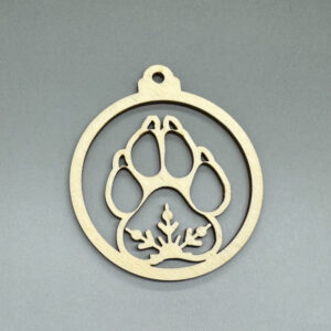 Dřevěná ozdoba na stromeček - Velká tlapka s vločkou