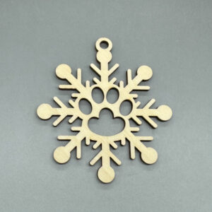 Dřevěná ozdoba na stromeček - Vločka a tlapka