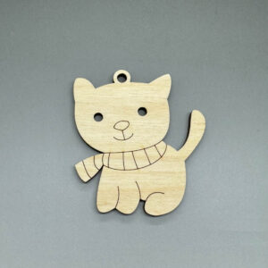 Dřevěná ozdoba na stromeček - Kočička se šálou