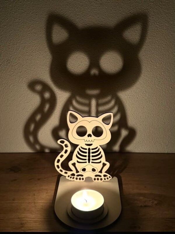 Halloweenský podzimní svícen na čajovou svíčku - Kočka - Obrázek 2