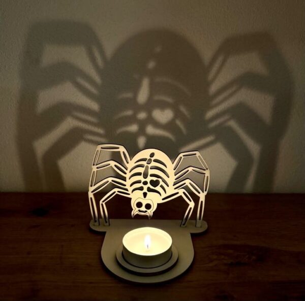Halloweenský podzimní svícen na čajovou svíčku - Pavouk - Obrázek 2