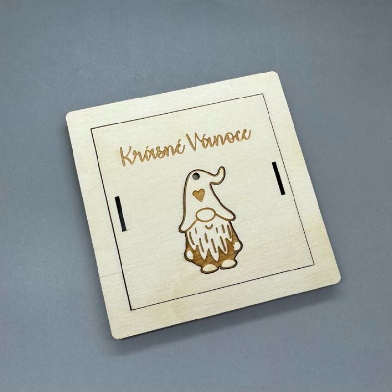 Skřítek se srdíčkem - Vánoční gravírovaná krabička na peníze - Obrázek 3