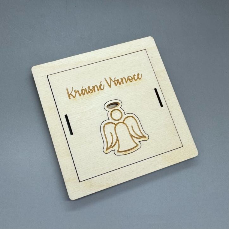 Andílek - Vánoční gravírovaná krabička na peníze - Obrázek 4