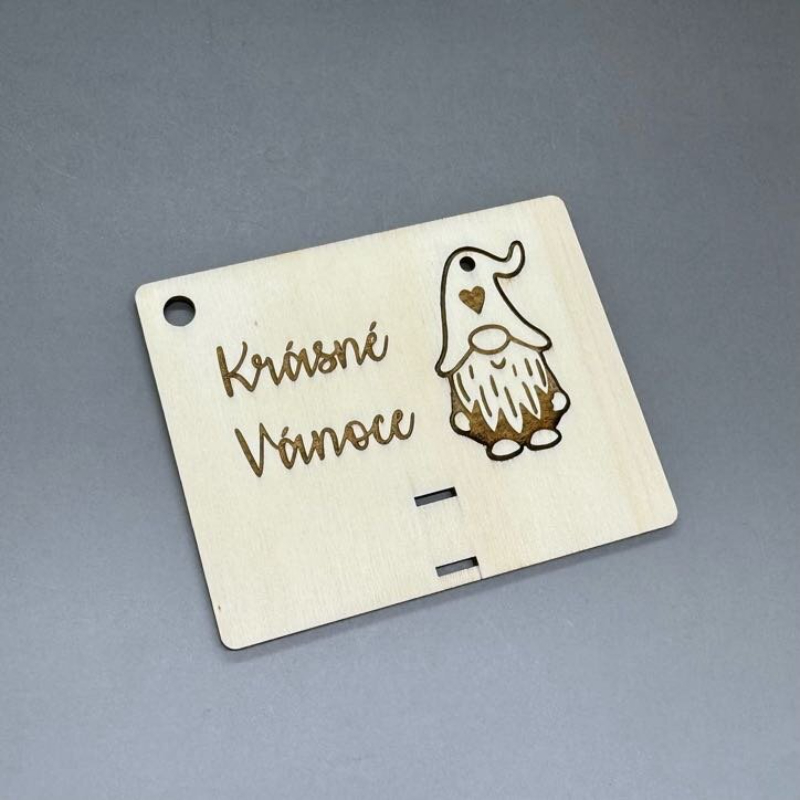 Skřítek se srdíčkem - Vánoční gravírovaná kartička na peníze - Obrázek 4