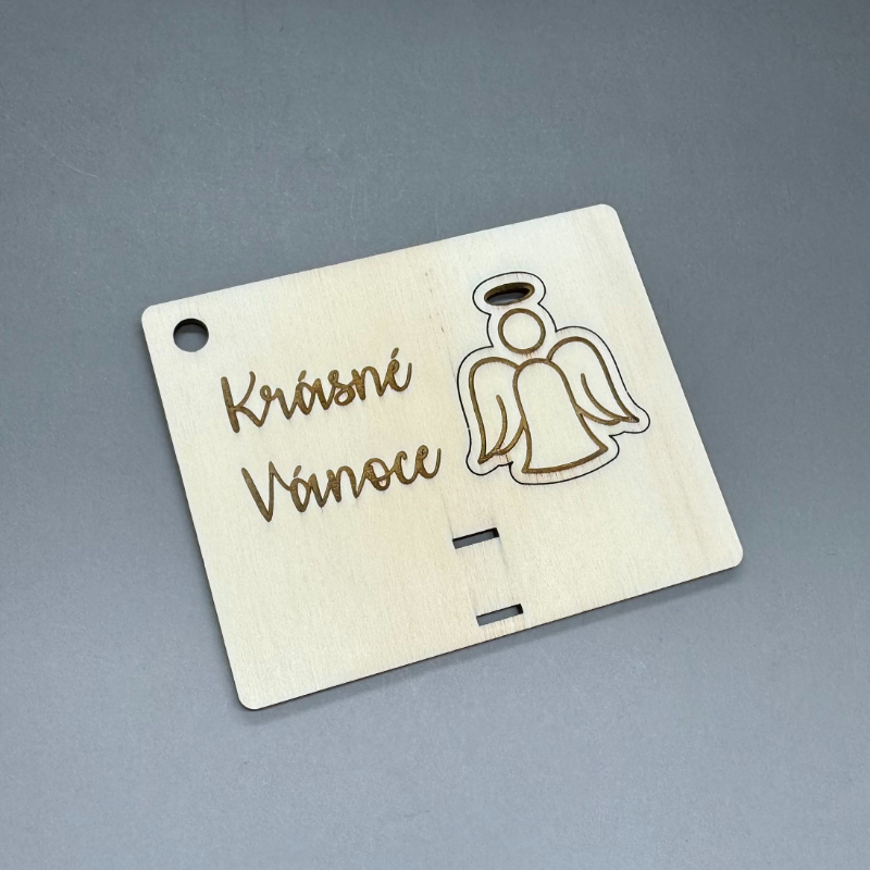 Andílek - Vánoční gravírovaná kartička na peníze - Obrázek 4