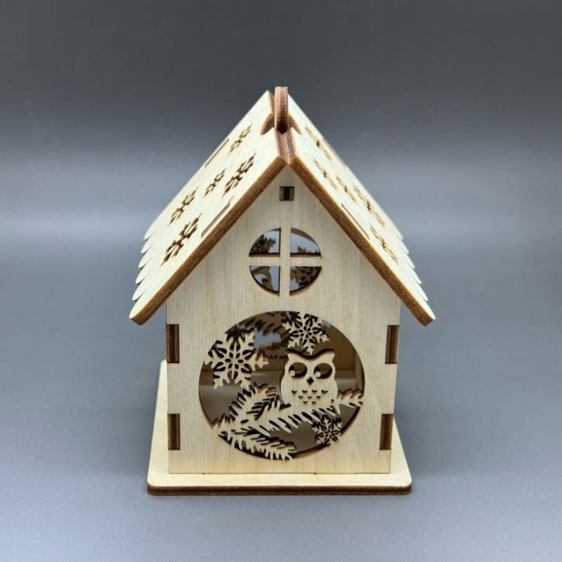 Sovička - Vyřezávaný dřevěný domeček z překližky na pověšení - Obrázek 2