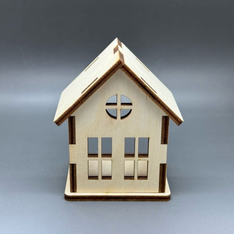 Originální dřevěný domeček z překližky na umělou svíčku - Malý - Obrázek 2