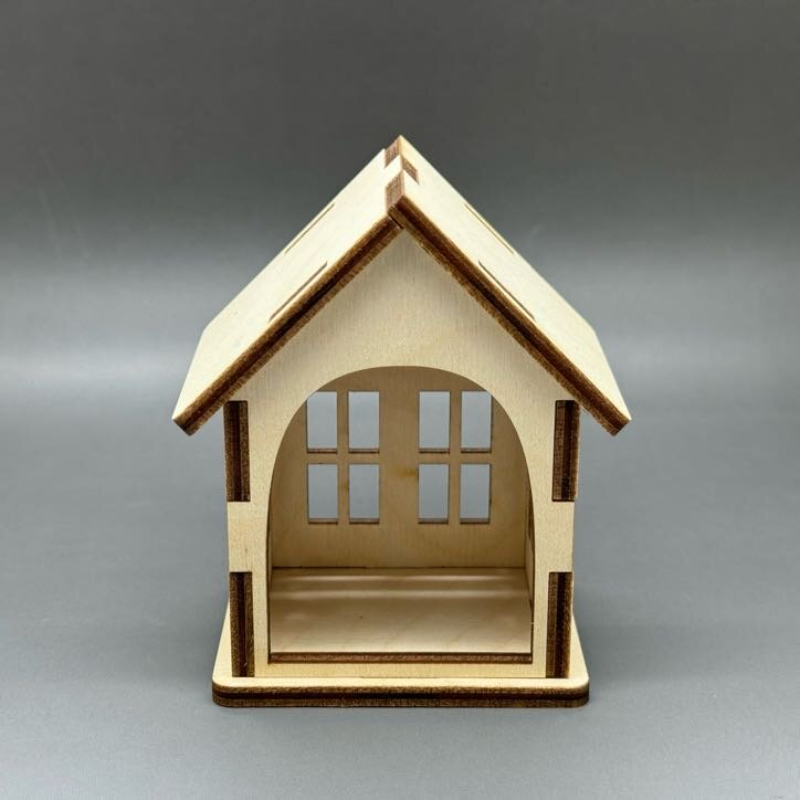 Originální dřevěný domeček z překližky na umělou svíčku - Malý - Obrázek 3