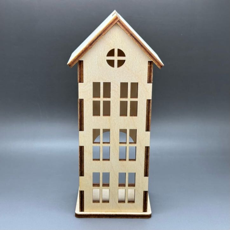 Originální dřevěný domeček z překližky na umělou svíčku - Velký - Obrázek 2