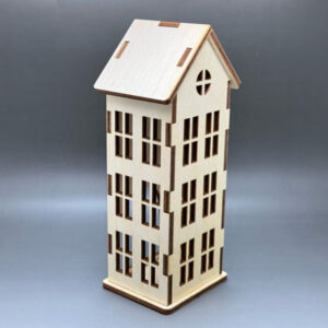 Originální dřevěný domeček z překližky na umělou svíčku - Velký