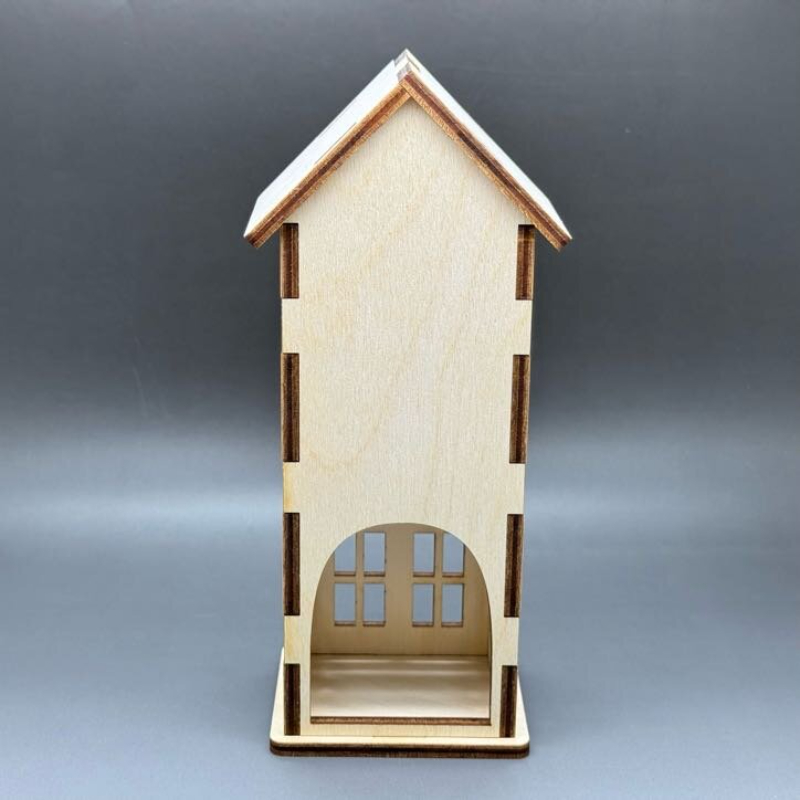 Originální dřevěný domeček z překližky na umělou svíčku - Velký - Obrázek 3