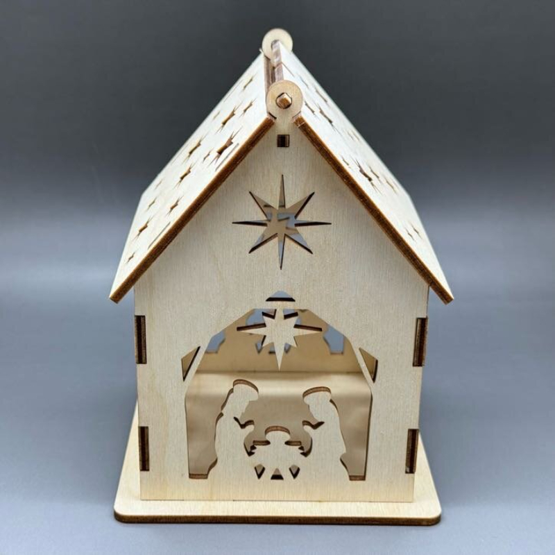 Velký domeček z překližky s otevírací střechou - Betlém - Obrázek 3