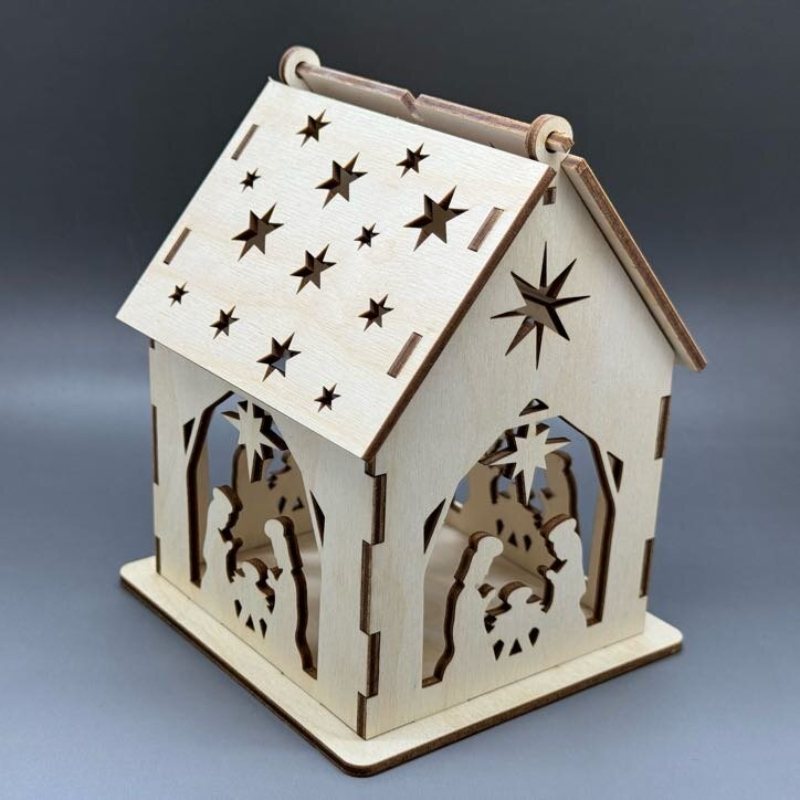 Velký domeček z překližky s otevírací střechou - Betlém