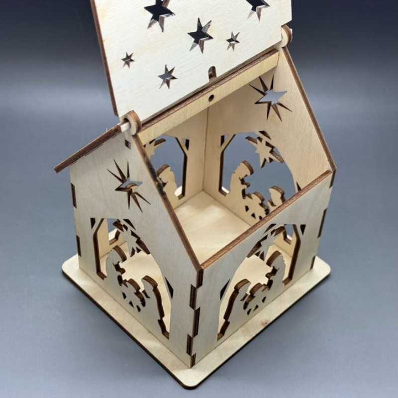 Velký domeček z překližky s otevírací střechou - Betlém - Obrázek 2