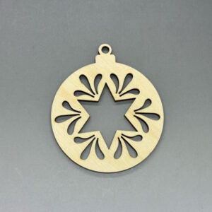 Dřevěná ozdoba na stromeček - Hvězda a kapičky