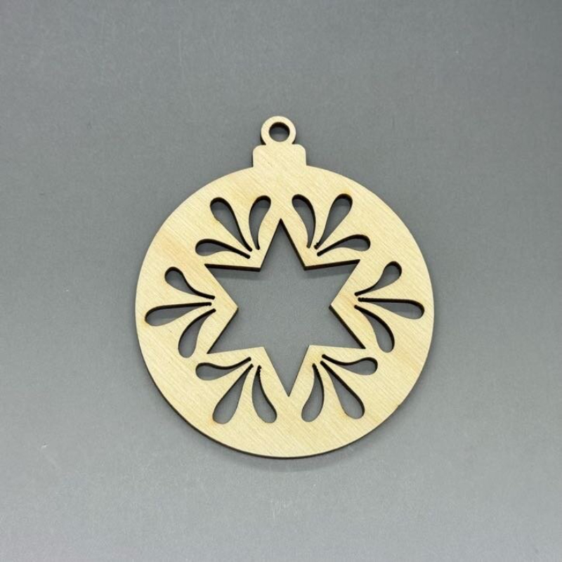 Dřevěná ozdoba na stromeček - Hvězda a kapičky