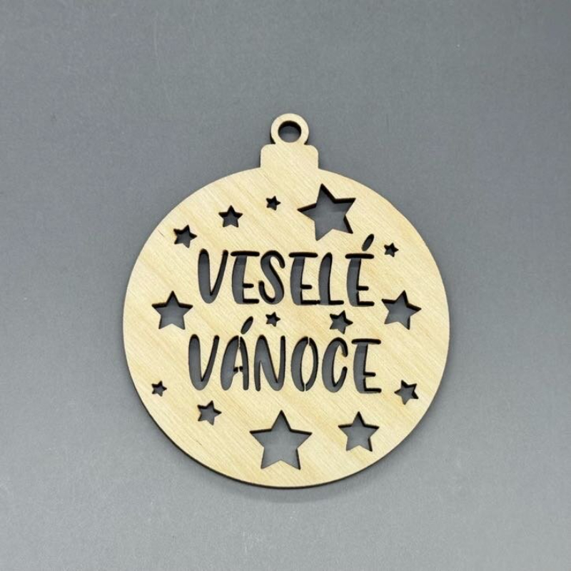 Dřevěná ozdoba na stromeček - Veselé Vánoce
