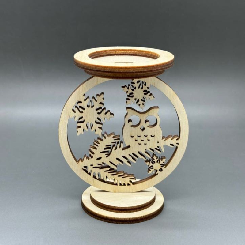 Dřevěný vánoční svícen - Sovička - Obrázek 2
