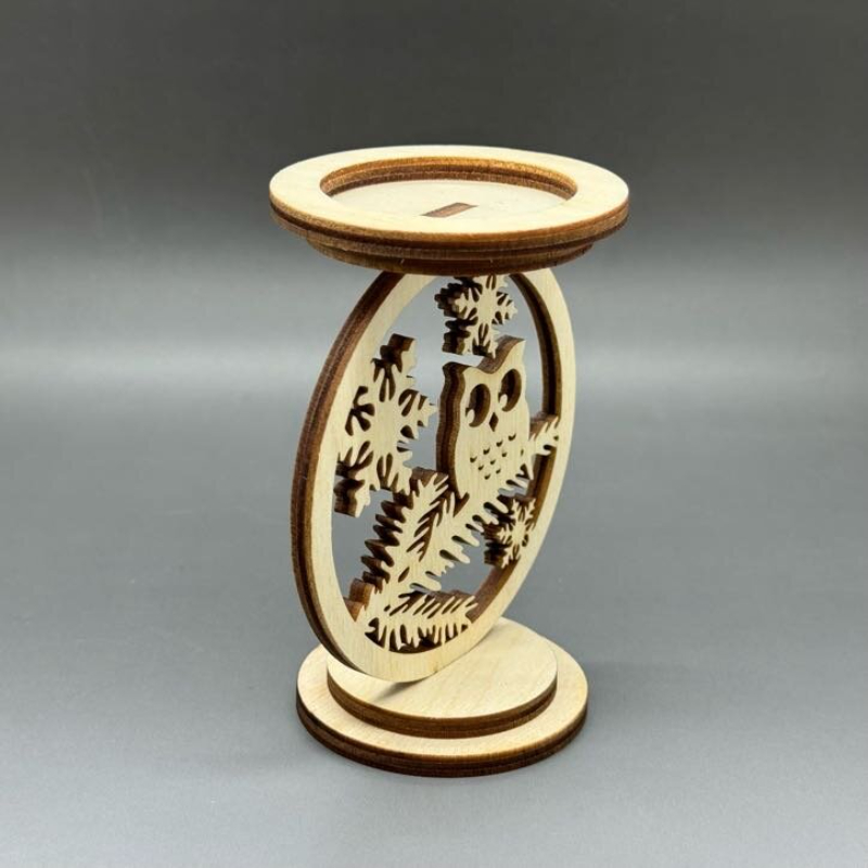 Dřevěný vánoční svícen - Sovička - Obrázek 3