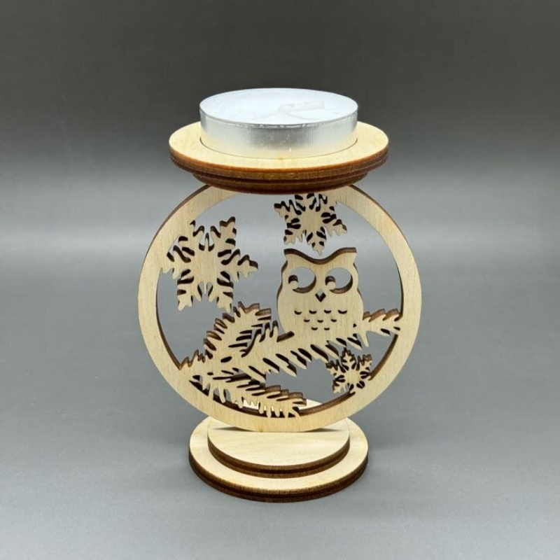 Dřevěný vánoční svícen - Sovička