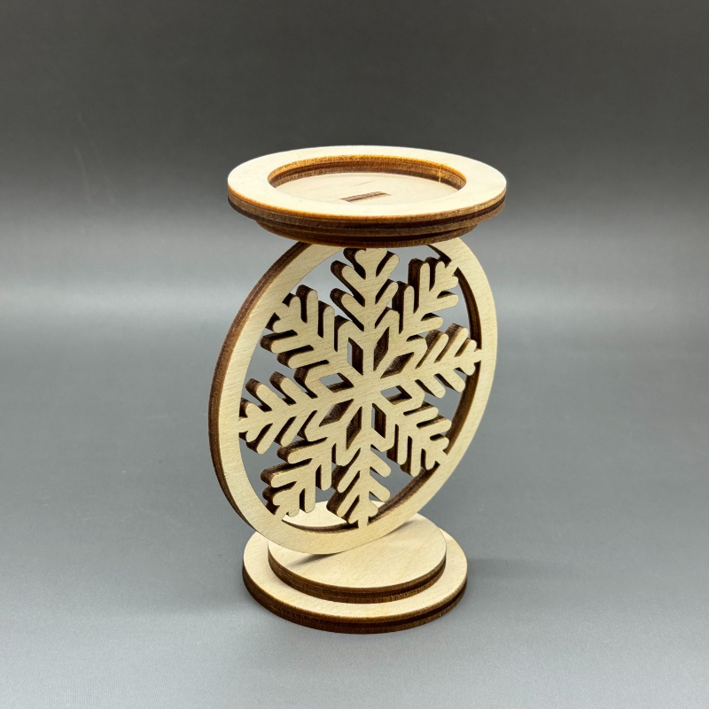 Dřevěný vánoční svícen - Vločka - Obrázek 3