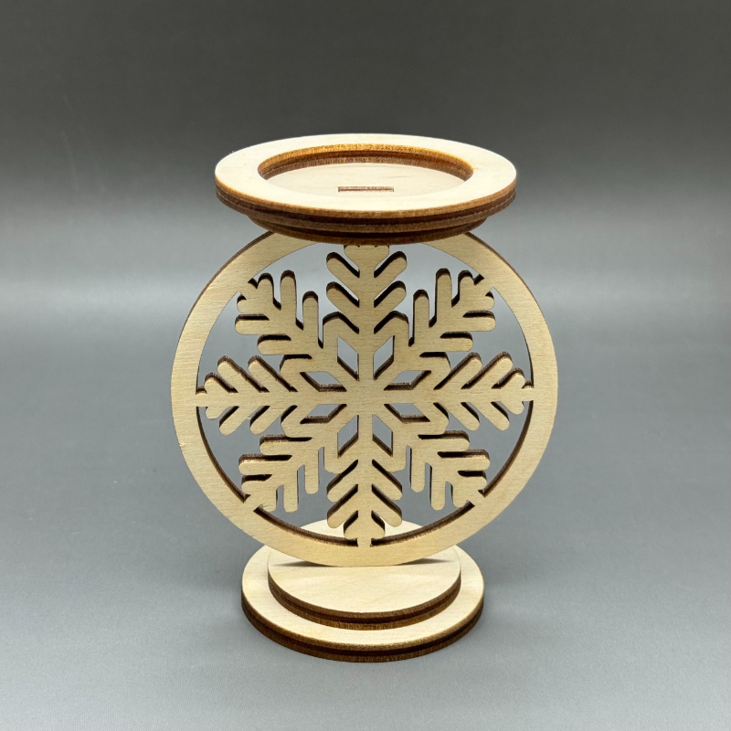 Dřevěný vánoční svícen - Vločka - Obrázek 2