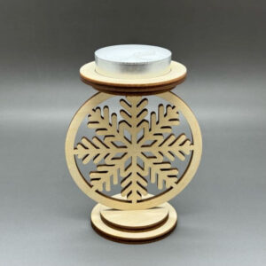 Dřevěný vánoční svícen - Vločka