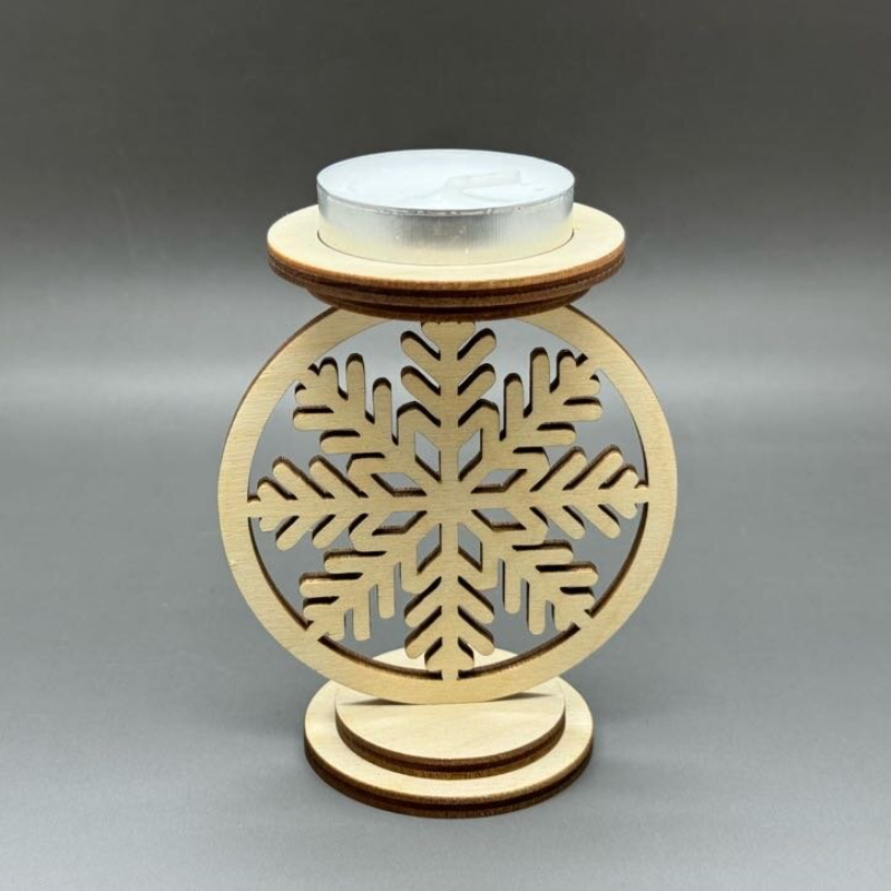 Dřevěný vánoční svícen - Vločka