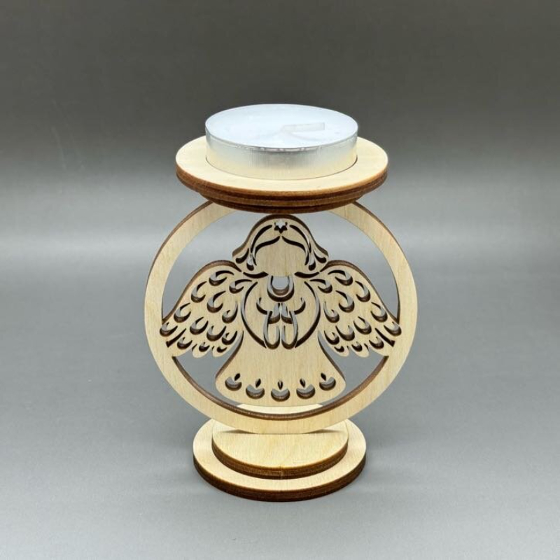 Dřevěný vánoční svícen - Andělíček