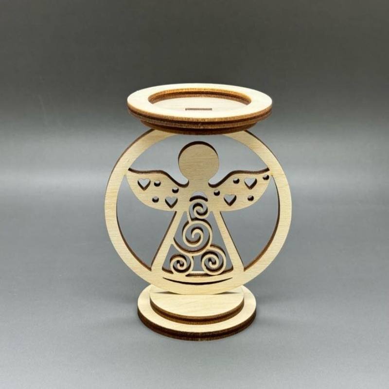 Dřevěný vánoční svícen - Andílek - Obrázek 2