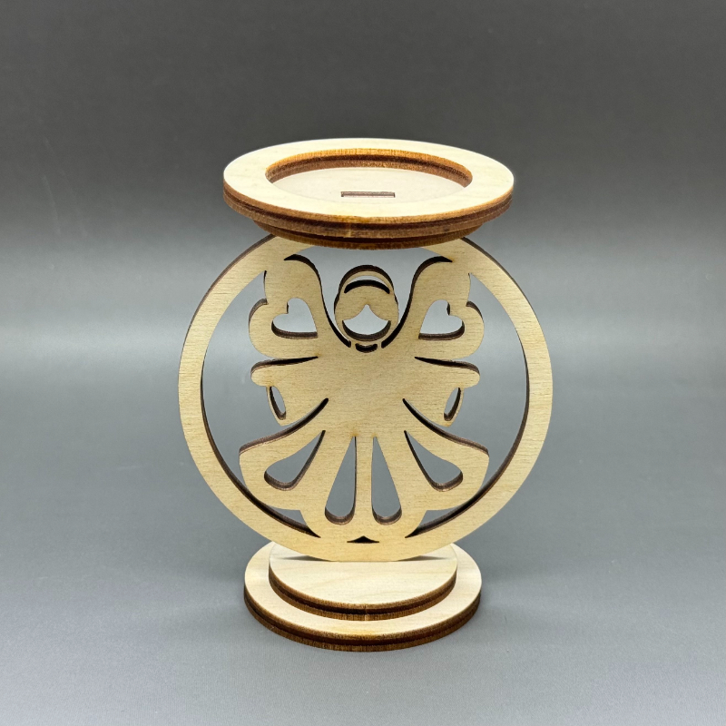 Dřevěný vánoční svícen - Anděl - Obrázek 2