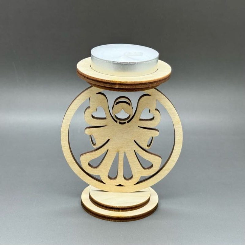 Dřevěný vánoční svícen - Anděl