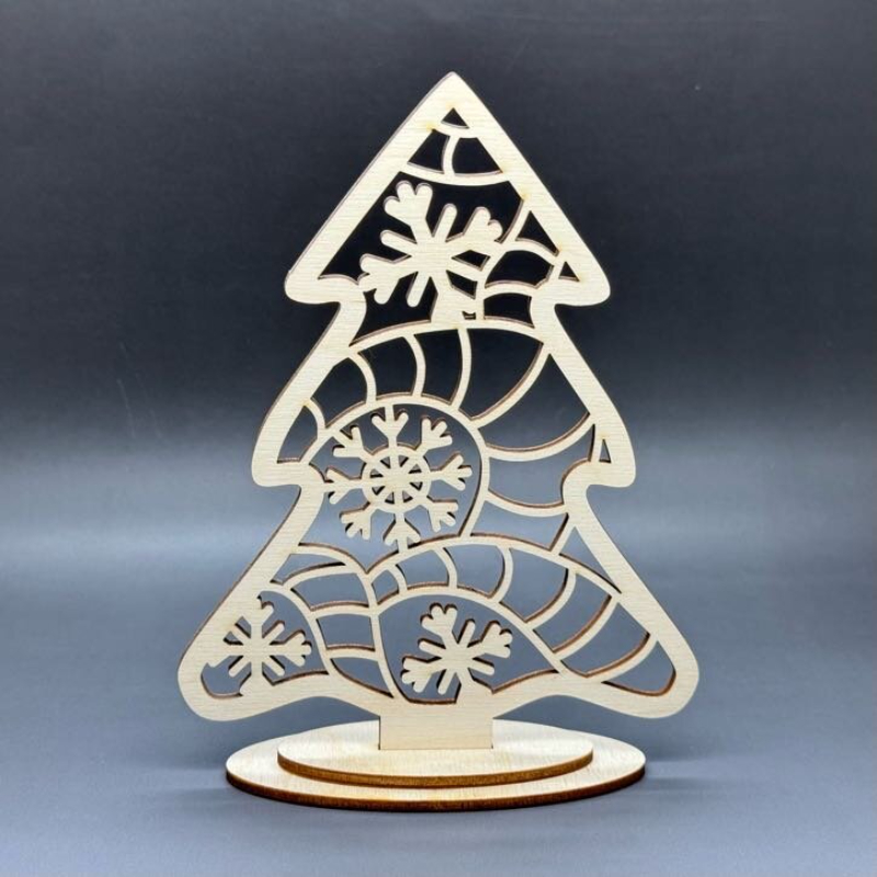 Vánoční stromeček z březové překližky - Sněhové vločky